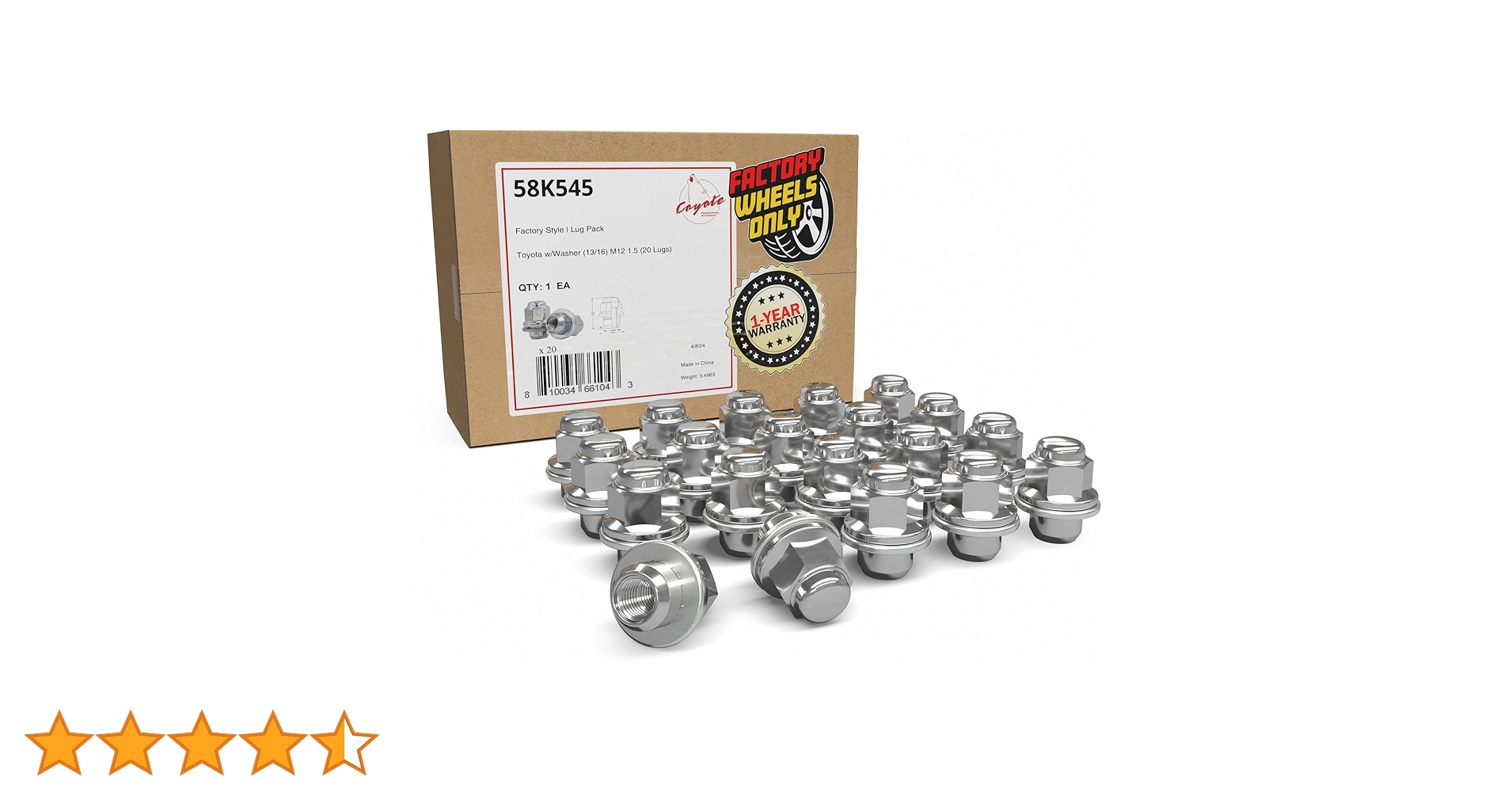 Wheel Accessories Parts 20 Pcs M12x1.5 12x1.5 Thread OEM